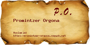 Promintzer Orgona névjegykártya